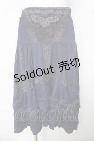 画像: Ozz oneste / ウエストモチーフ刺繍レースフィッシュテールスカート  紺 Y-26-03-06-257-OO-SK-SZ-ZY