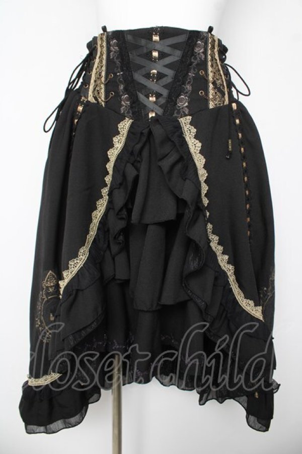画像1: Ozz oneste / Celebration of Rose ロココスカート  黒/ゴールド Y-26-03-06-258-OO-SK-SZ-ZY (1)