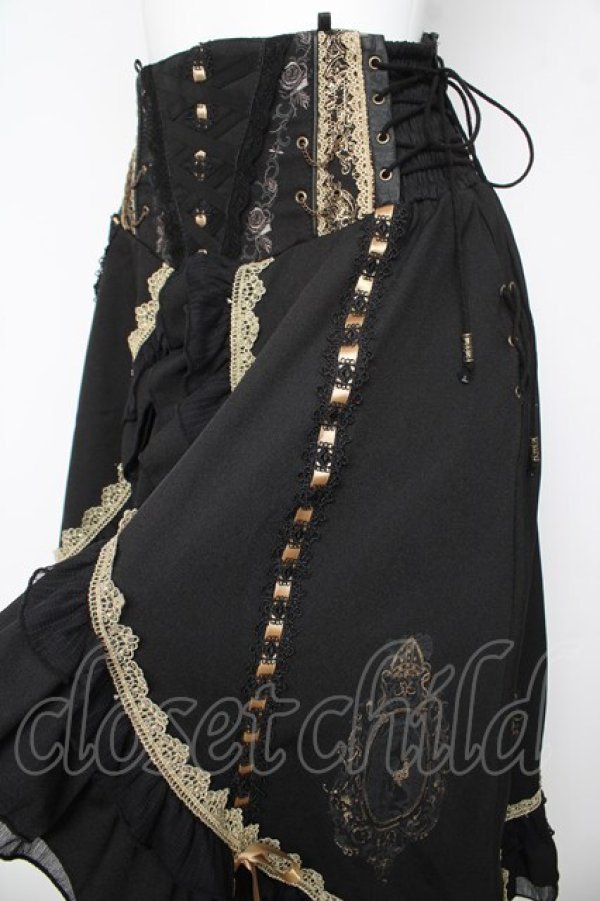 画像3: Ozz oneste / Celebration of Rose ロココスカート  黒/ゴールド Y-26-03-06-258-OO-SK-SZ-ZY (3)