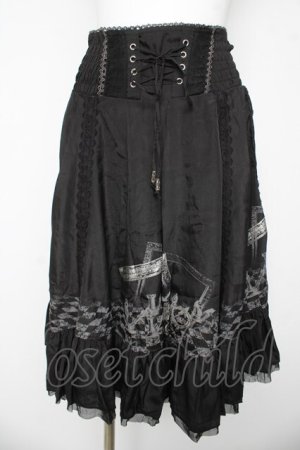 画像: Ozz Croce / チェス柄ハシゴレーススカート  黒 Y-26-03-06-260-OO-SK-SZ-ZY