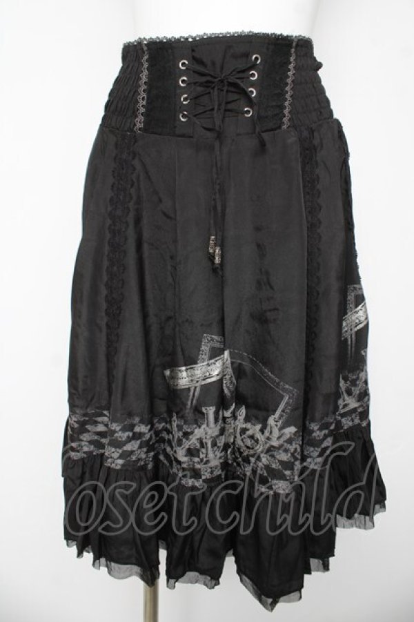 画像1: Ozz Croce / チェス柄ハシゴレーススカート  黒 Y-26-03-06-260-OO-SK-SZ-ZY (1)