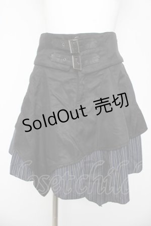 画像: ALGONQUINS / ウエストベルト付きレイヤードスカート F ブラック/ネイビー Y-26-03-06-262-AL-SK-SZ-ZY