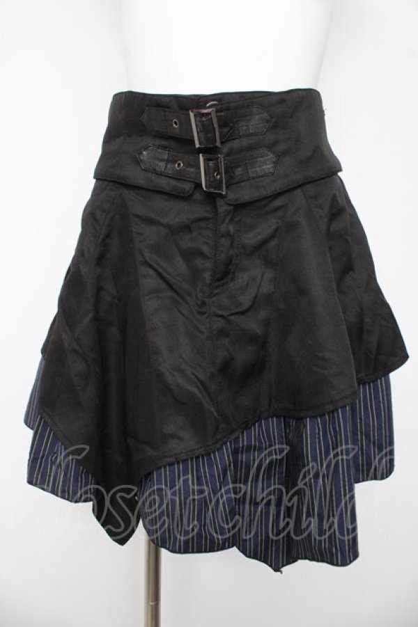 画像1: ALGONQUINS / ウエストベルト付きレイヤードスカート F ブラック/ネイビー Y-26-03-06-262-AL-SK-SZ-ZY (1)