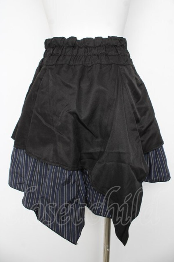 画像2: ALGONQUINS / ウエストベルト付きレイヤードスカート F ブラック/ネイビー Y-26-03-06-262-AL-SK-SZ-ZY (2)