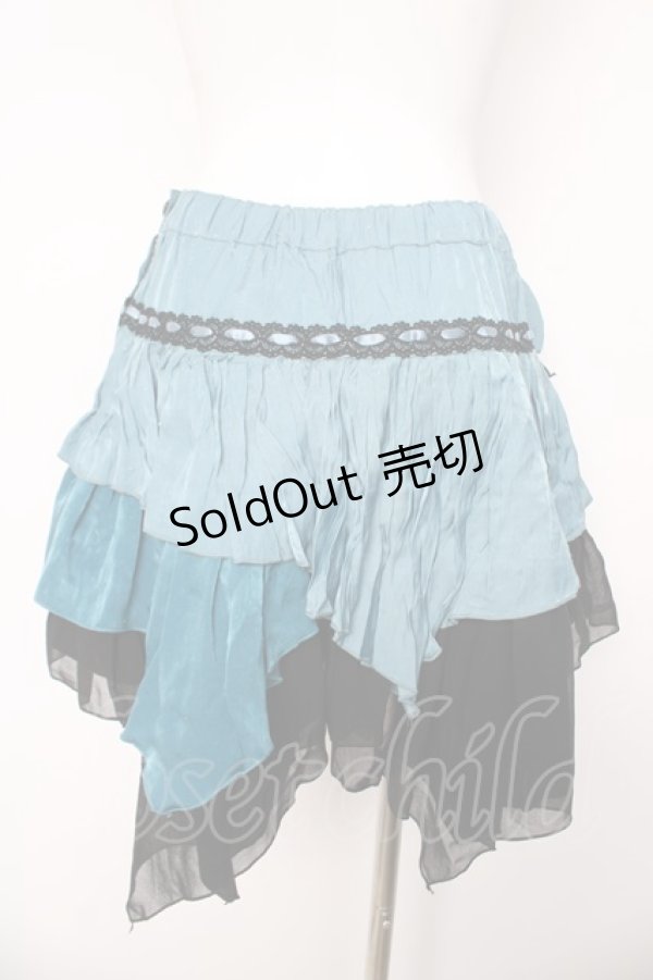 画像2: ALGONQUINS / 変形レイヤードスカート F ブルー/ブラック Y-26-03-06-263-AL-SK-SZ-ZY (2)