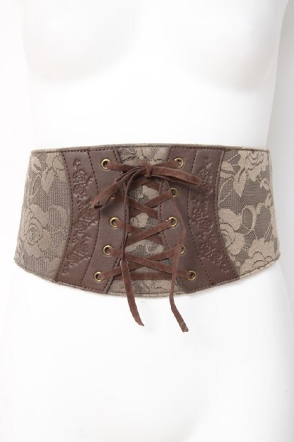 画像1: axes femme / レースコルセットベルト  ブラウン Y-26-03-06-033-AX-ZA-SZ-ZY (1)