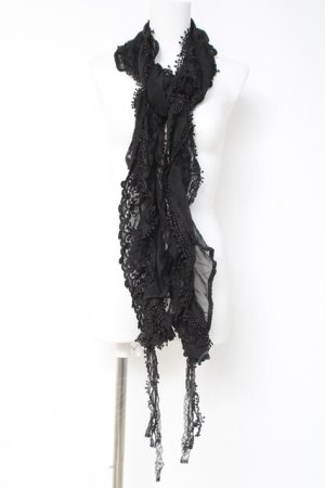 画像: OZZ ANGELO / 異素材スカーフ  黒 Y-26-03-06-035-OO-ZA-SZ-ZY