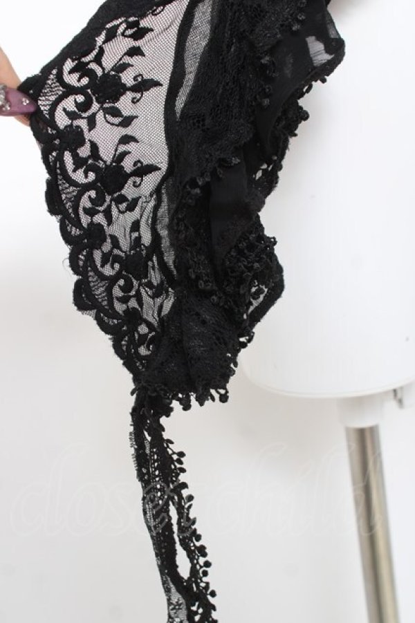 画像2: OZZ ANGELO / 異素材スカーフ  黒 Y-26-03-06-035-OO-ZA-SZ-ZY (2)