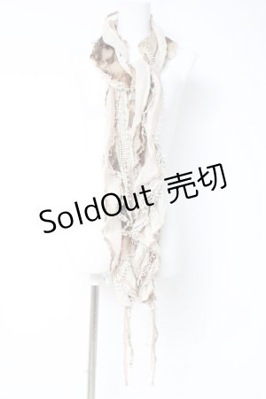 画像: OZZ ANGELO / 異素材スカーフ  ベージュ Y-26-03-06-036-OO-ZA-SZ-ZY