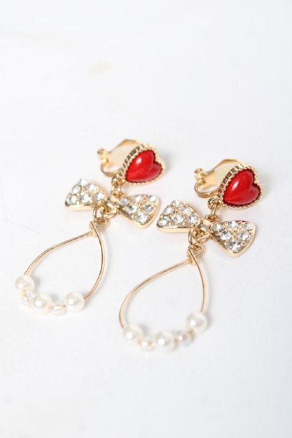 画像1: m petit by misako / AMハートリボンイヤリング  ゴールド Y-26-03-06-003-LO-AC-SZ-ZY (1)