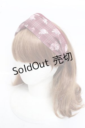 画像: axes femme / ローズチェックヘアバンド  ワイン Y-26-03-06-041-AX-AC-SZ-ZY