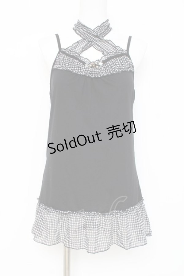 画像1: axes femme / 千鳥柄キャミトップス M 黒 Y-26-03-09-001-AX-TO-SZ-ZY (1)