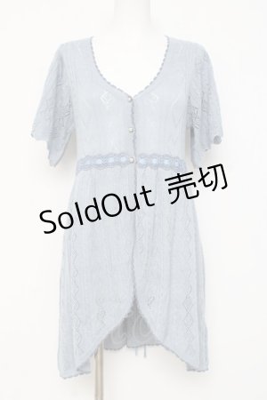 画像: axes femme POETIQUE / トランプ柄透かし編みカーディガン M サックス Y-26-03-09-040-AX-TO-SZ-ZY