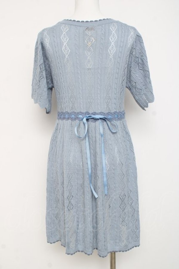 画像2: axes femme POETIQUE / トランプ柄透かし編みカーディガン M サックス Y-26-03-09-040-AX-TO-SZ-ZY (2)