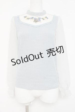 画像: axes femme / お花畑刺繍ジャガードプルオーバー M サックス Y-26-03-09-041-AX-TO-SZ-ZY