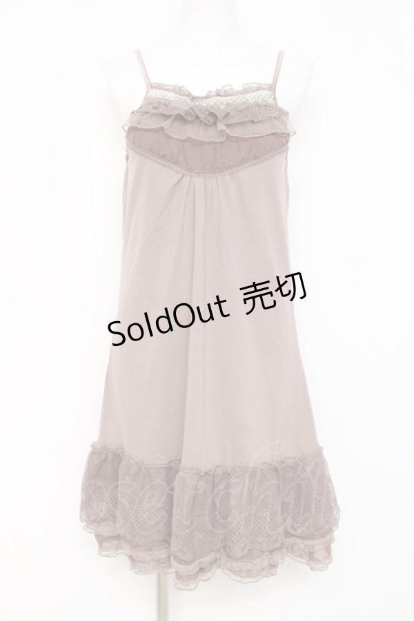 画像1: axes femme / 【タグ付き】ビーズ使いインナーワンピース M 茶 Y-26-03-09-005-AX-OP-SZ-ZY (1)