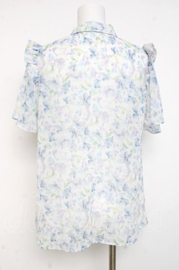 画像2: axes femme / 花柄フリルシアーブラウス F サックス Y-26-03-09-044-AX-BL-SZ-ZY (2)