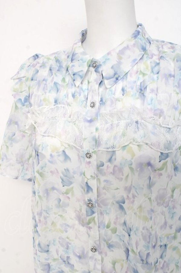 画像3: axes femme / 花柄フリルシアーブラウス F サックス Y-26-03-09-044-AX-BL-SZ-ZY (3)