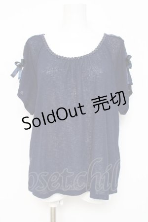 画像: axes femme / 肩レースUPトップス  紺 Y-26-03-09-045-AX-TO-SZ-ZY