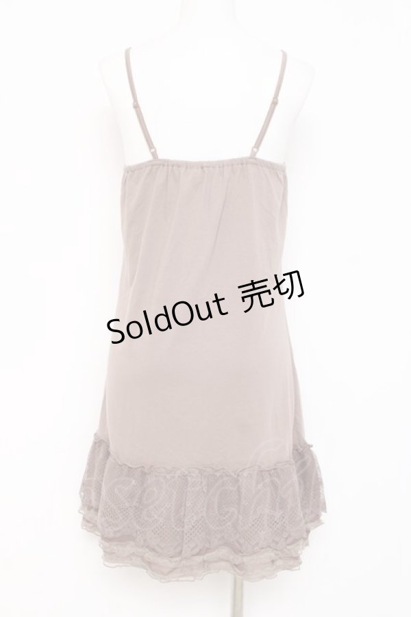 画像2: axes femme / 【タグ付き】ビーズ使いインナーワンピース M 茶 Y-26-03-09-005-AX-OP-SZ-ZY (2)