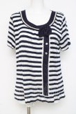 画像1: axes femme / ボーダーレース風トップス M 紺 Y-26-03-09-048-AX-TO-SZ-ZY (1)