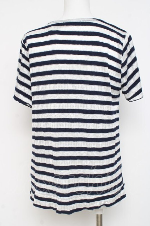 画像2: axes femme / ボーダーレース風トップス M 紺 Y-26-03-09-048-AX-TO-SZ-ZY (2)