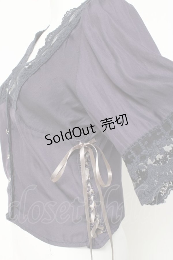 画像2: axes femme / ヴィンテージ風サテンブラウス M パープル Y-26-03-09-049-AX-BL-SZ-ZY (2)