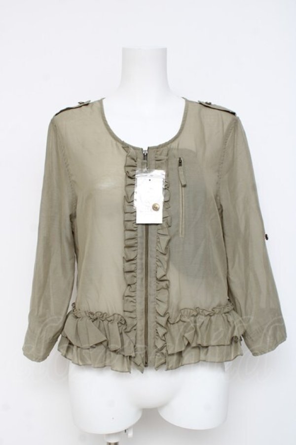 画像1: axes femme / 裾フリルブルゾン M カーキ Y-26-03-09-050-AX-TO-SZ-ZY (1)