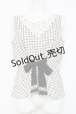 画像: axes femme / ペプラムギンガムノースリーブトップス M 生成り×黒 Y-26-03-09-006-AX-TO-SZ-ZY