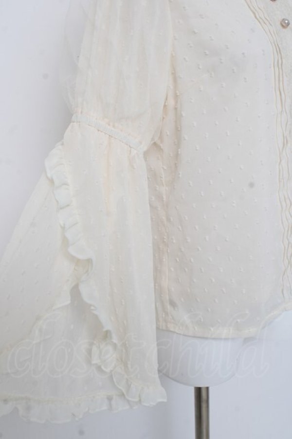 画像3: axes femme POETIQUE / フリル袖ドットドビーブラウス M 生成り Y-26-03-09-056-AX-BL-SZ-ZY (3)