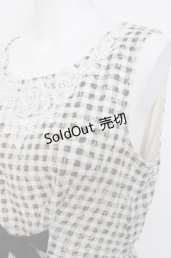 画像3: axes femme / ペプラムギンガムノースリーブトップス M 生成り×黒 Y-26-03-09-006-AX-TO-SZ-ZY (3)