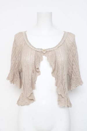 画像: axes femme / 透かし編みフリルニットボレロ M ベージュ Y-26-03-09-064-AX-TO-SZ-ZY