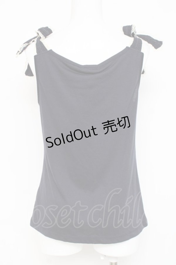 画像2: axes femme / 肩リボンレースタンク M 紺 Y-26-03-09-007-AX-TO-SZ-ZY (2)