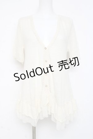 画像: axes femme / バックレースアップ半袖カーディガン M 生成り Y-26-03-09-069-AX-TO-SZ-ZY