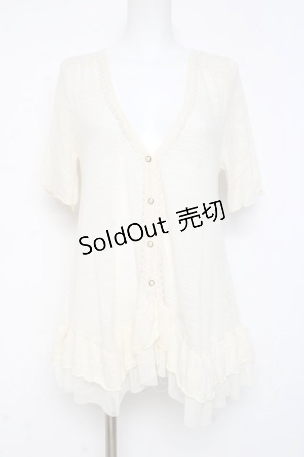 画像1: axes femme / バックレースアップ半袖カーディガン M 生成り Y-26-03-09-069-AX-TO-SZ-ZY (1)