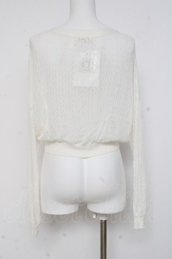 画像2: axes femme / ビジューボタン透かし編みカーディガン  白 Y-26-03-09-070-AX-TO-SZ-ZY (2)