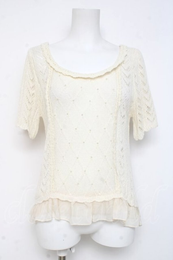 画像1: axes femme / プチバラ使い透かし編みニット M 生成り Y-26-03-09-073-AX-TO-SZ-ZY (1)