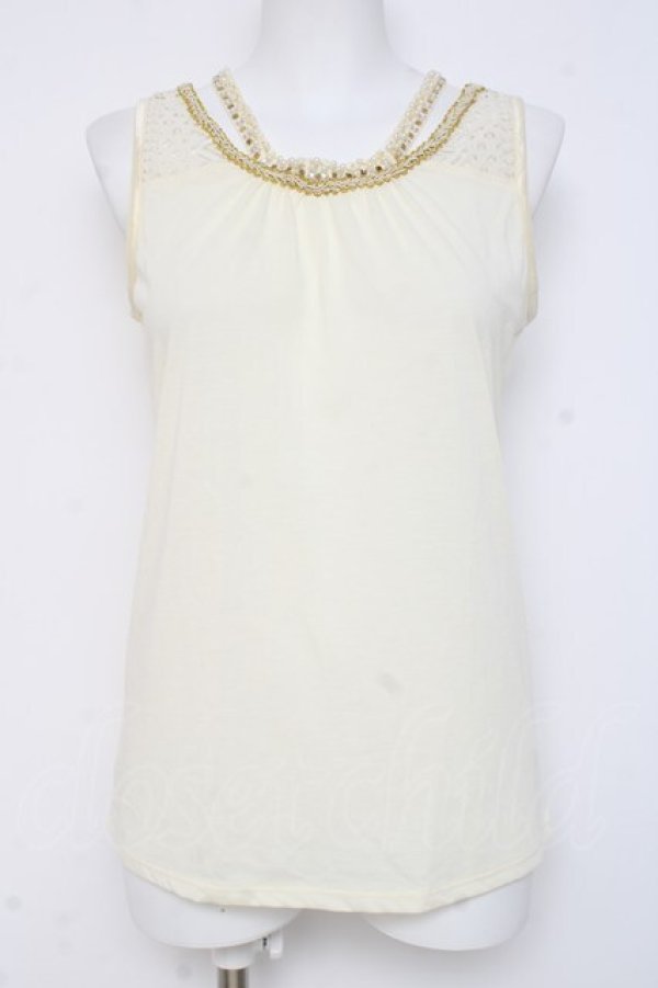 画像1: axes femme / ビジューストラップ付きタンク M 生成り Y-26-03-09-008-AX-TO-SZ-ZY (1)