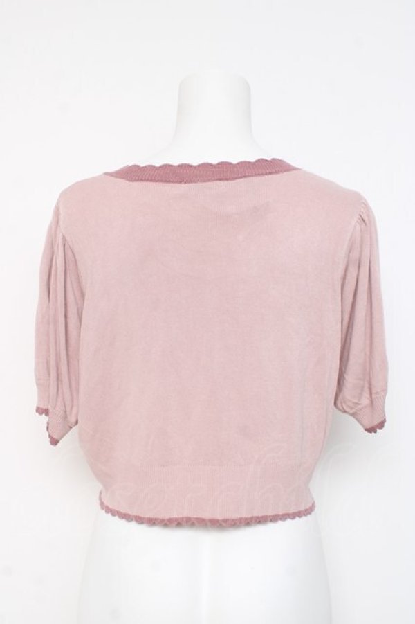 画像2: axes femme kawaii / クマ柄半袖ニットカーディガン  ピンク Y-26-03-09-076-AX-TO-SZ-ZY (2)