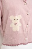 画像3: axes femme kawaii / クマ柄半袖ニットカーディガン  ピンク Y-26-03-09-076-AX-TO-SZ-ZY (3)