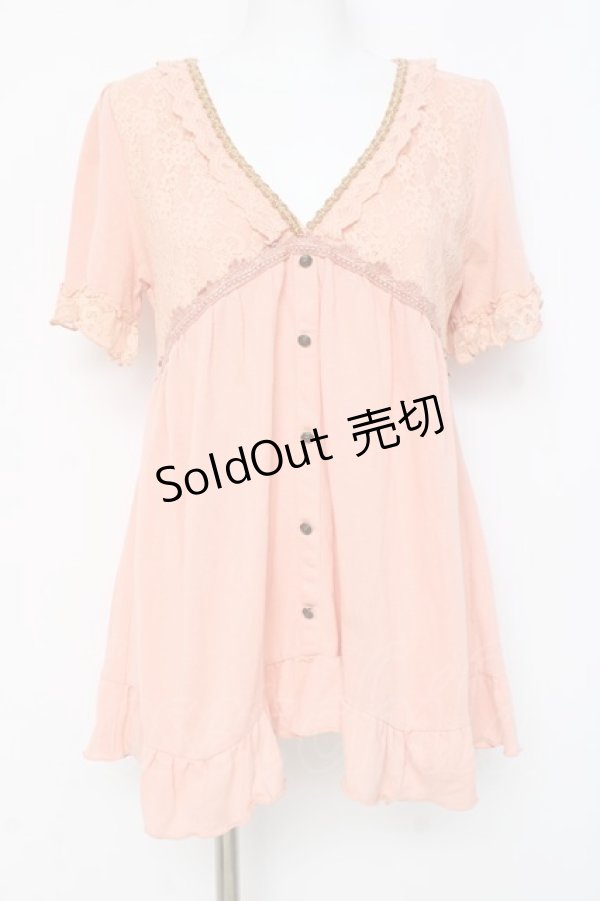 画像1: axes femme / レース切替Vネックチュニック M オレンジ Y-26-03-09-078-AX-OP-SZ-ZY (1)