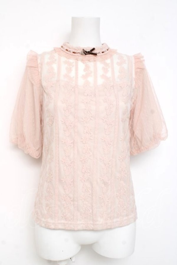 画像1: axes femme POETIQUE / プチスタンド縦柄レースプルオーバー M アワピンク Y-26-03-09-079-AX-TO-SZ-ZY (1)