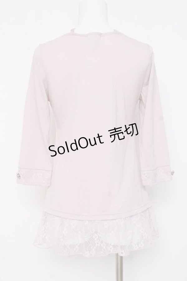 画像2: axes femme / プチローズホルター5部袖カットソー M ラベンダー Y-26-03-09-081-AX-TO-SZ-ZY (2)