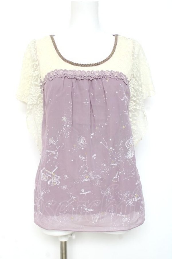 画像1: axes femme / 星座柄シフォンプルオーバー  ラベンダー Y-26-03-09-083-AX-TO-SZ-ZY (1)