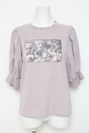 画像: axes femme POETIQUE / おかしなお茶会パフ袖Tシャツ M ラベンダー Y-26-03-09-084-AX-TO-SZ-ZY