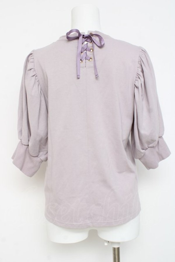 画像2: axes femme POETIQUE / おかしなお茶会パフ袖Tシャツ M ラベンダー Y-26-03-09-084-AX-TO-SZ-ZY (2)