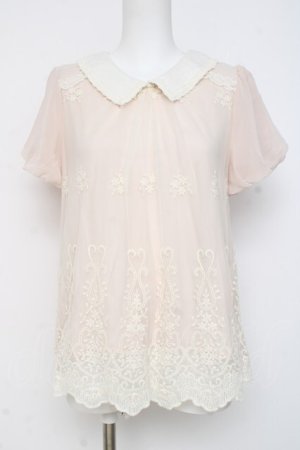 画像: axes femme / チュール重ね半袖トップス M ピンク Y-26-03-09-085-AX-TO-SZ-ZY