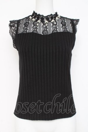 画像: axes femme / パールデザインビスチェプルオーバー  黒 Y-26-03-09-009-AX-TO-SZ-ZY