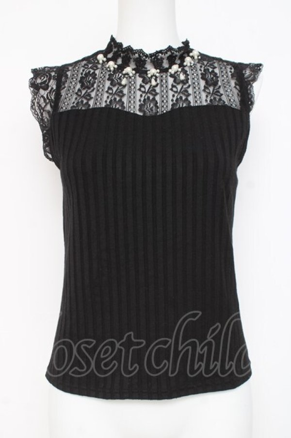 画像1: axes femme / パールデザインビスチェプルオーバー  黒 Y-26-03-09-009-AX-TO-SZ-ZY (1)