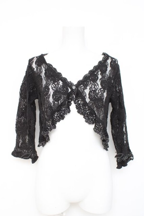 画像1: axes femme / 鈎針フリル総レースボレロ M 黒 Y-26-03-09-092-AX-TO-SZ-ZY (1)